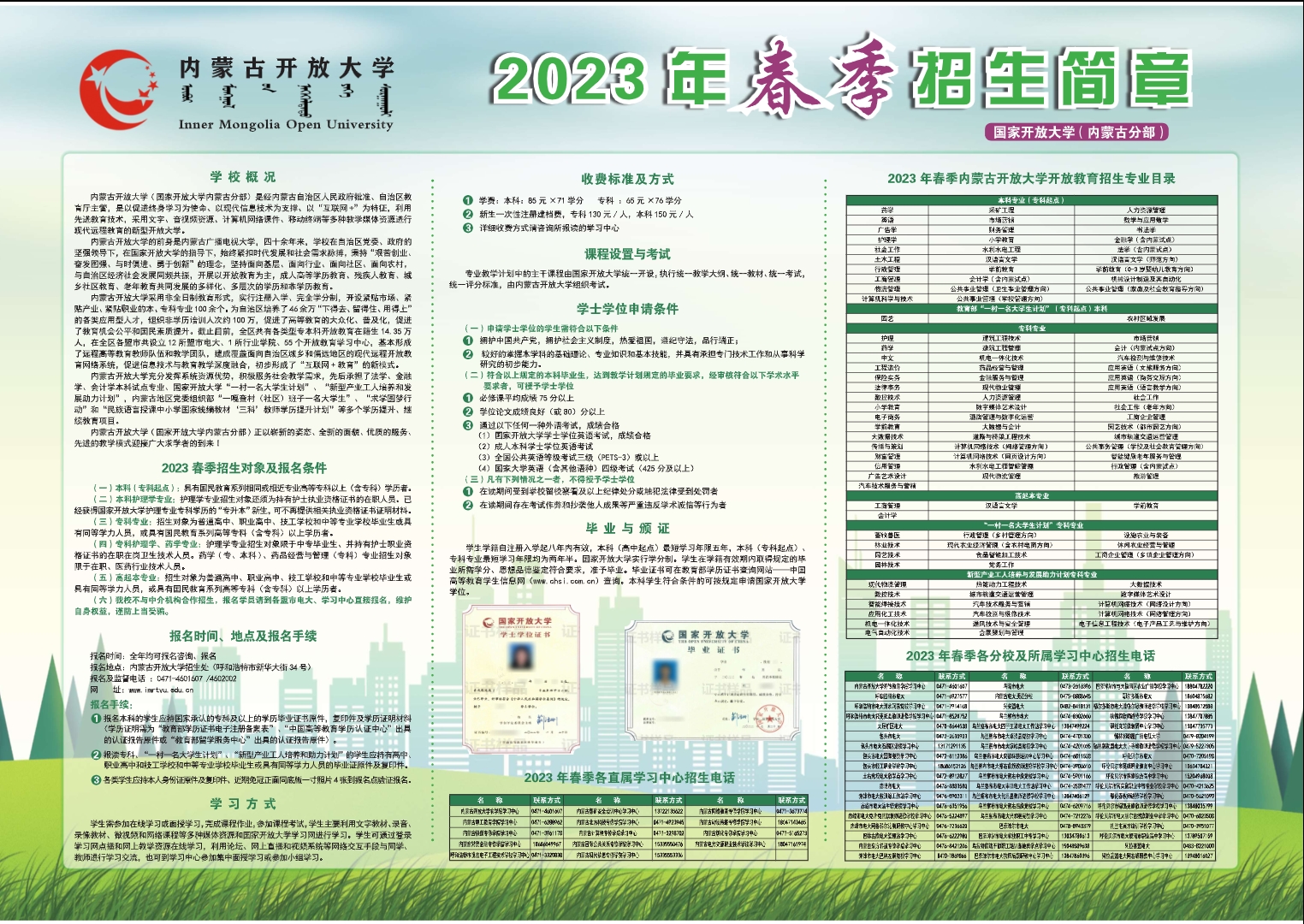 内蒙古正蓝旗开放大学2023年春季招生简章