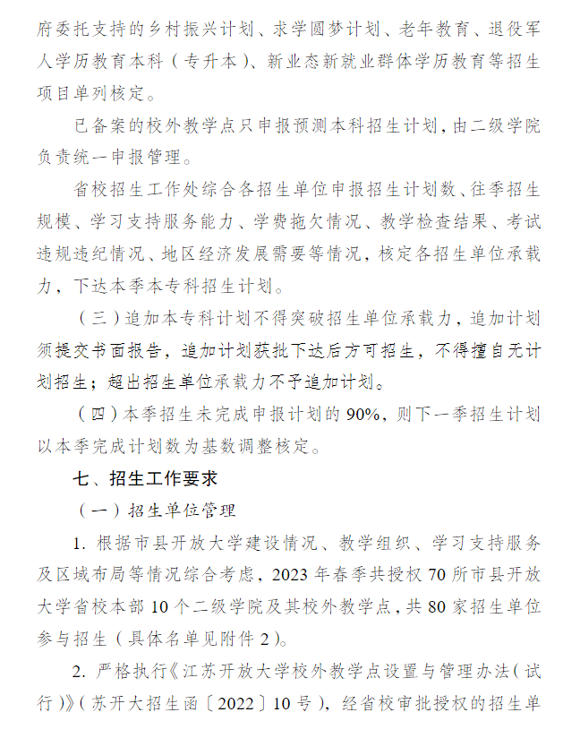 关于做好江苏开放大学2023年春季招生工作的通知