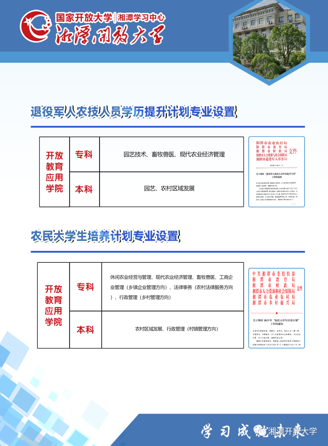 湘潭湘乡开放大学2023年招生简章