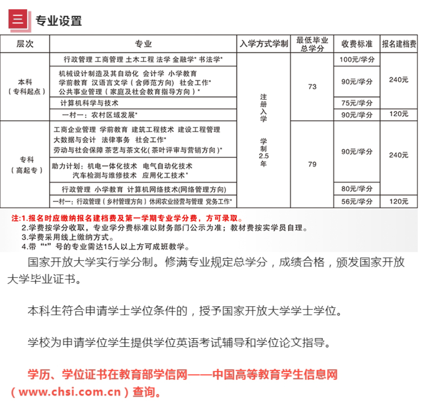 柘荣开放大学2023年秋季招生简章