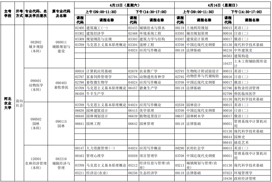 2024年4月河北自考考试安排