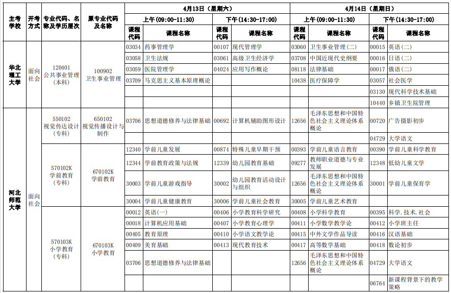 2024年4月河北自考考试安排