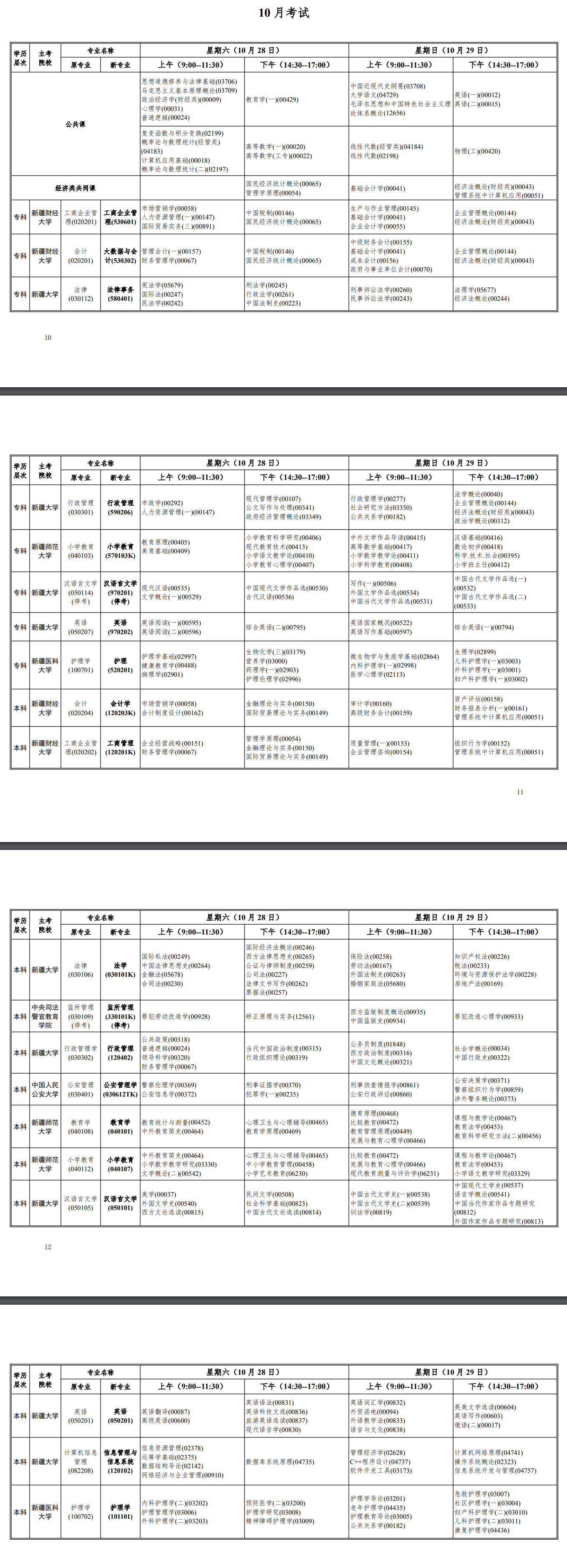 新疆2023 年全国高等教育自学考试报考简章