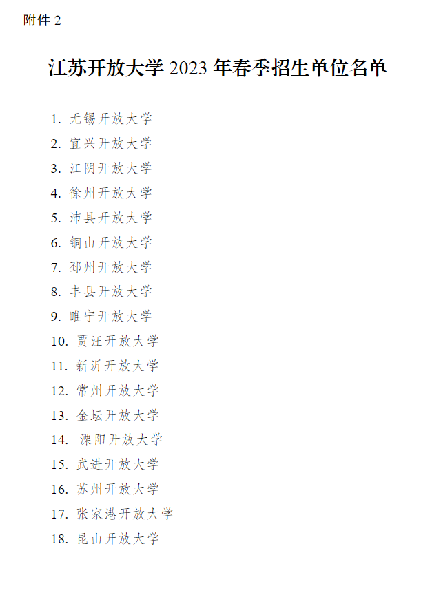 关于做好江苏开放大学2023年春季招生工作的通知 关于做好江苏开放大学2023年春季招生工作的通知