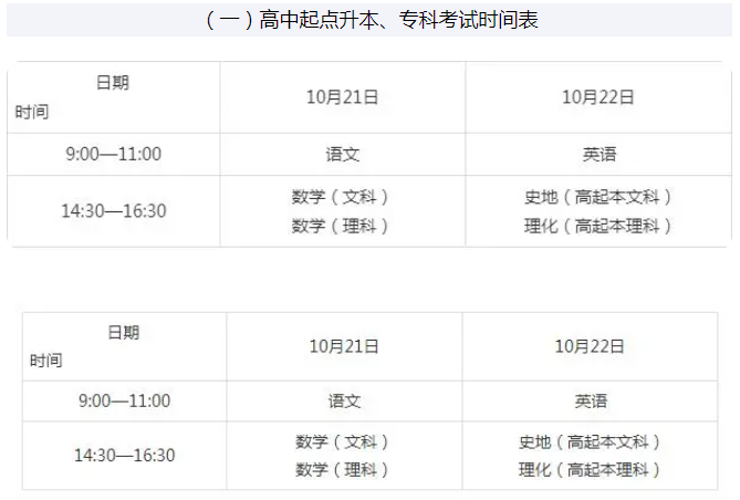 山西成人高考时间表？