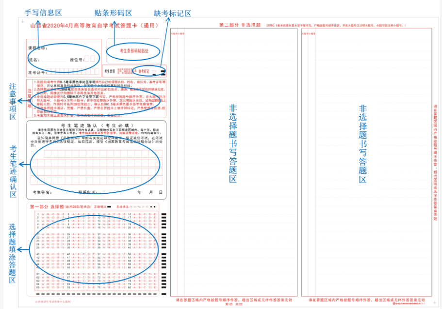 山西省2024年高等教育自学考试考生答题注意事项