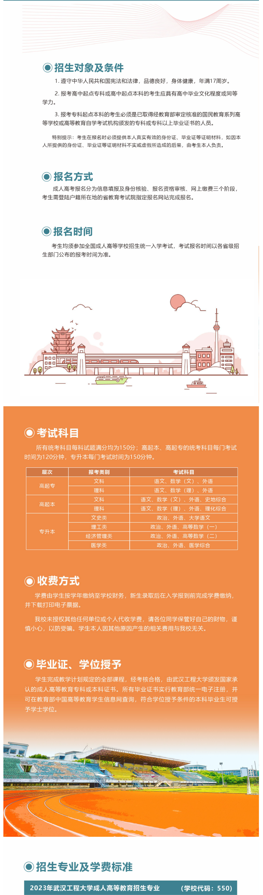 武汉工程大学成人高等教育2023年招生简章