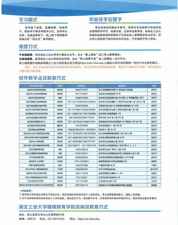 湖北工业大学2024年成人高等教育招生简章