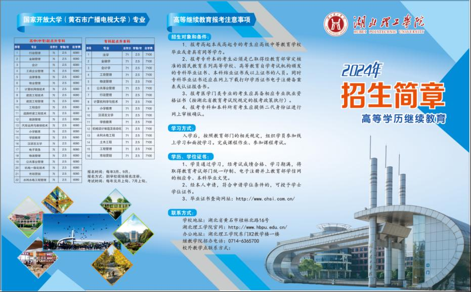 湖北理工学院继续教育学院2024年招生简章