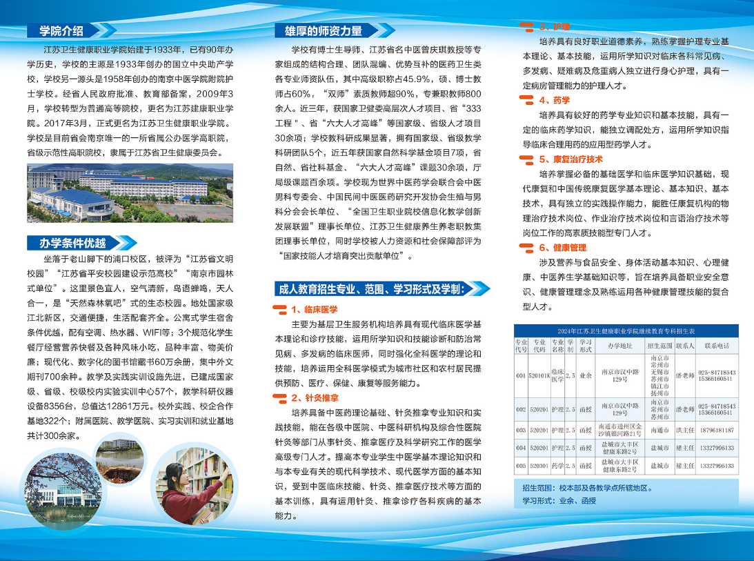 2024年江苏卫生健康职业学院继续教育专科招生简章