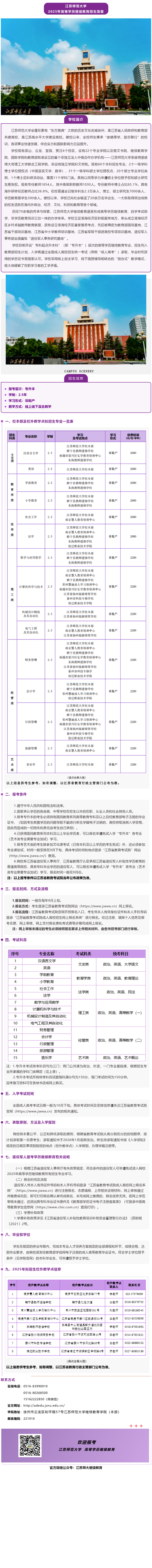 江苏师范大学2025年高等学历继续教育招生简章