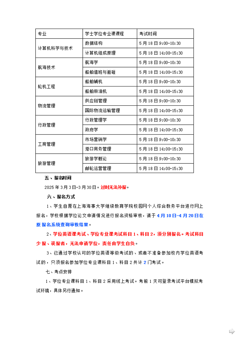上海海事大学高等学历继续教育2025年本科毕业生学业水平测试通知