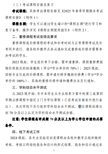 关于做好成人高等教育2025年春季学期考试工作的通知
