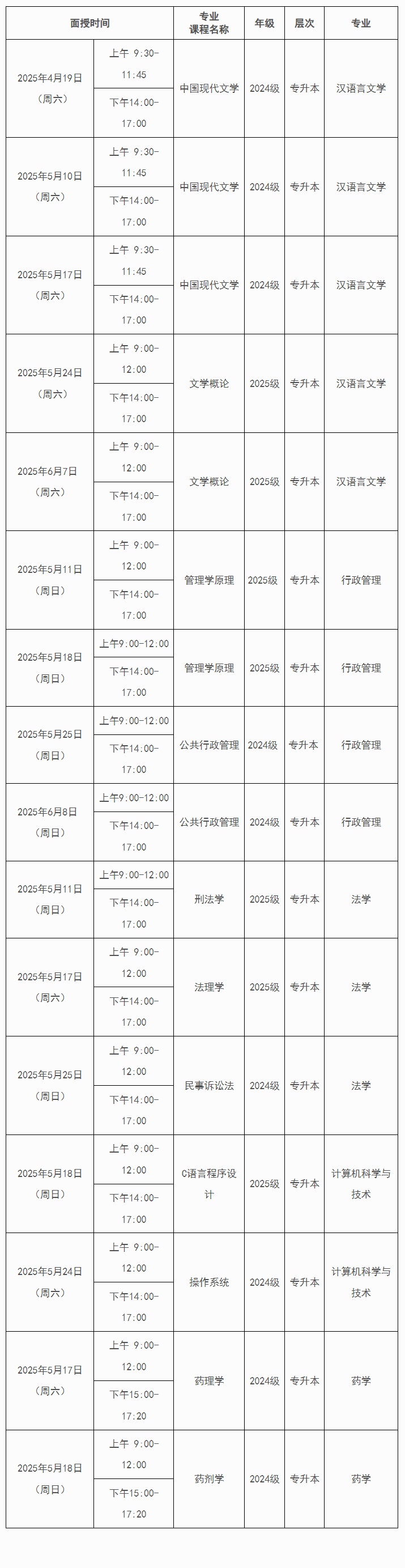 关于四川大学高等学历继续教育（成人教育）2025年春季学期自办专业课程面授安排的通知