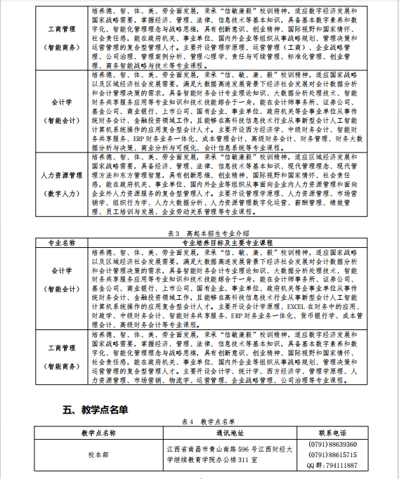 江西财经大学2025年高等学历继续教育招生简章