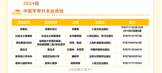 南方医科大学成人高等教育2025年秋季学期教材目录