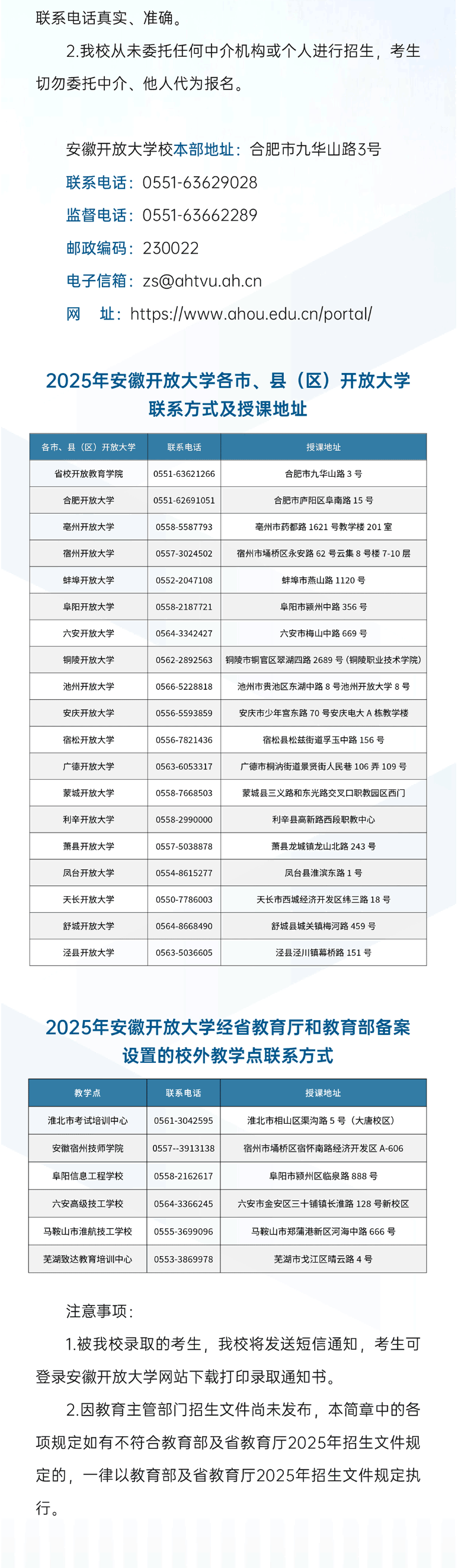 安徽开放大学2025年高等学历继续教育招生简章
