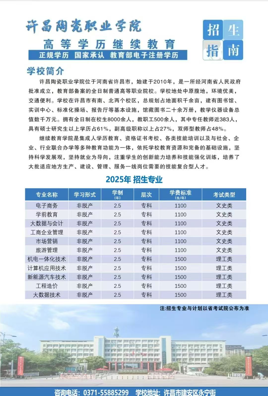 许昌陶瓷职业学院继续教育录取通知书可以打印了！