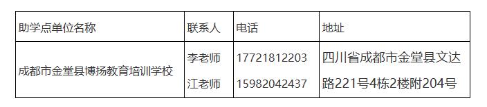西南财经大学天府学院高等教育自学考试助学点信息