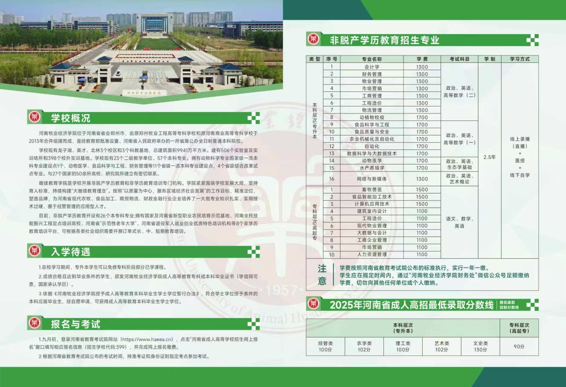 河南牧业经济学院2026年高等学历继续教育招生简章