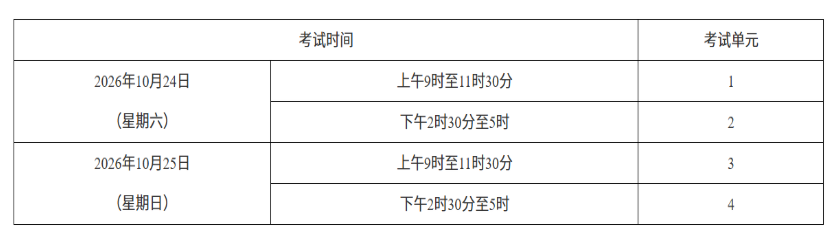 2026年10月湖南省自学考试开考课程考试安排 2026年10月湖南省自学考试开考课程考试安排