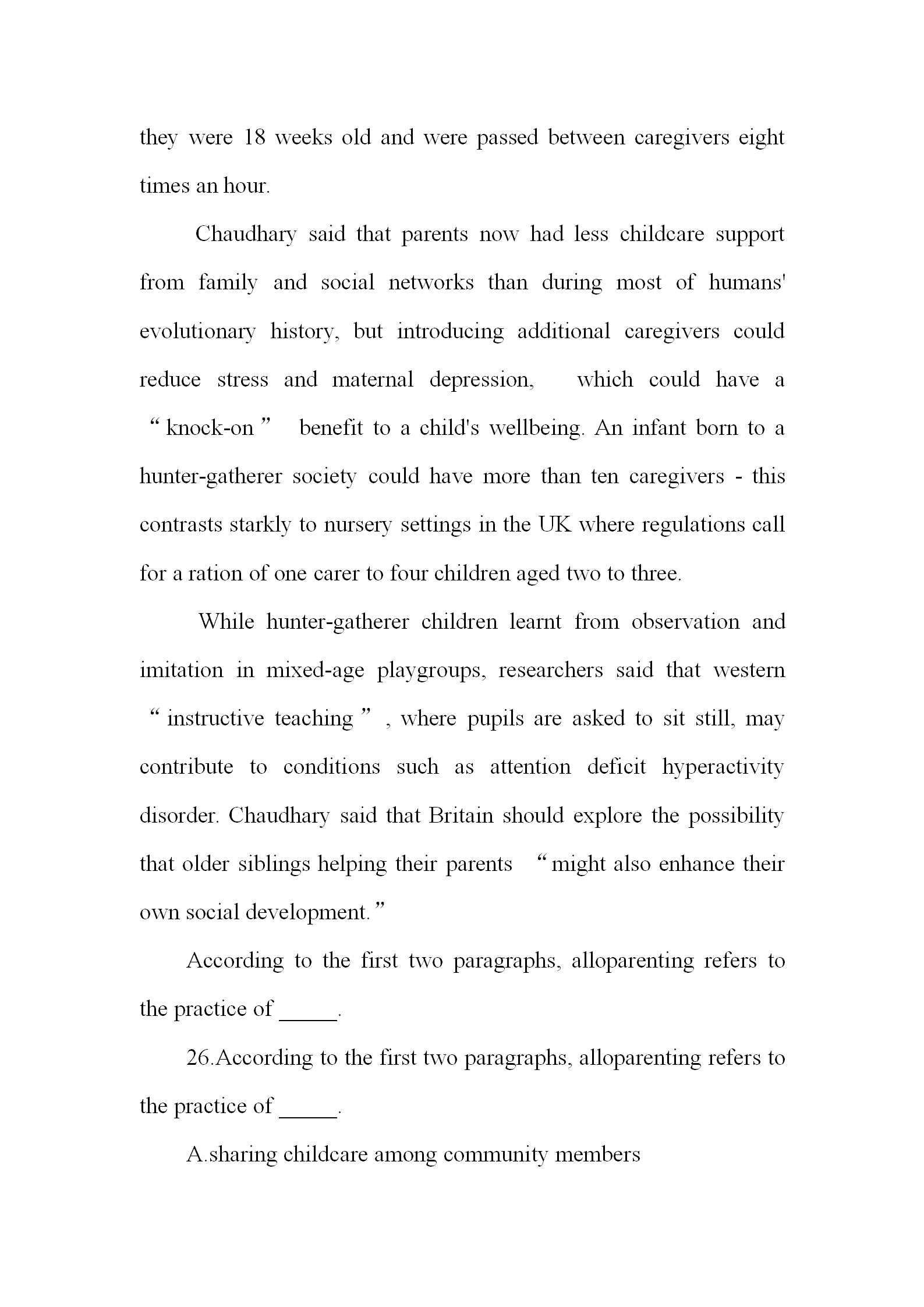 2024年考研英语(一)真题及答案