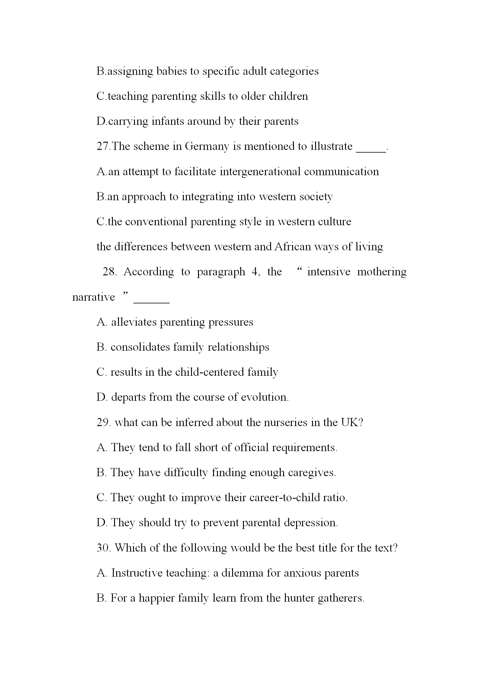 2024年考研英语(一)真题及答案