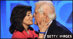 US Senator Edward Kennedy and his wife kiss