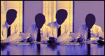 A meeting in silhouette