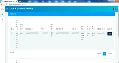 阳光学院:国内率先颁发基于区块链技术的数字