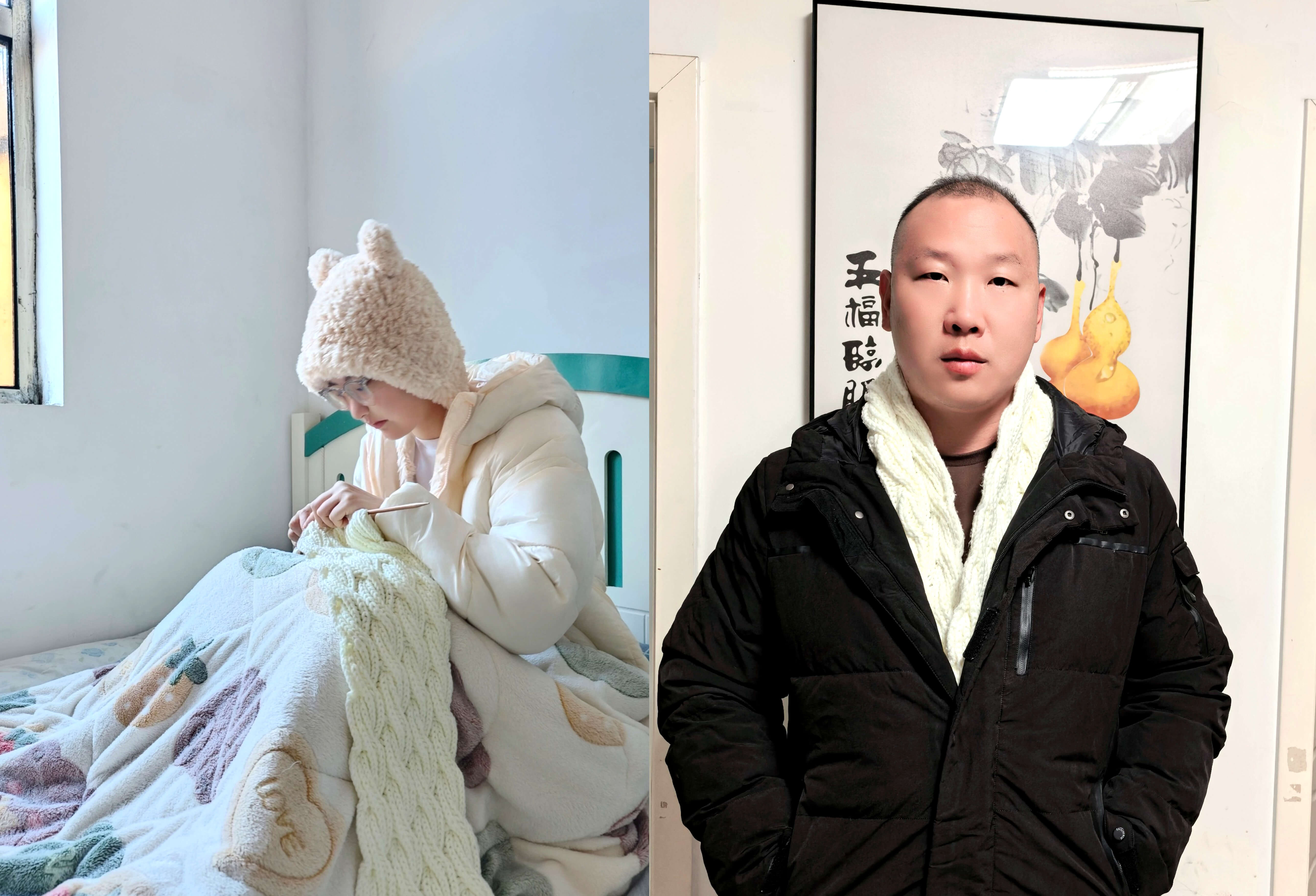 郑一戴着小琳亲手织的围巾