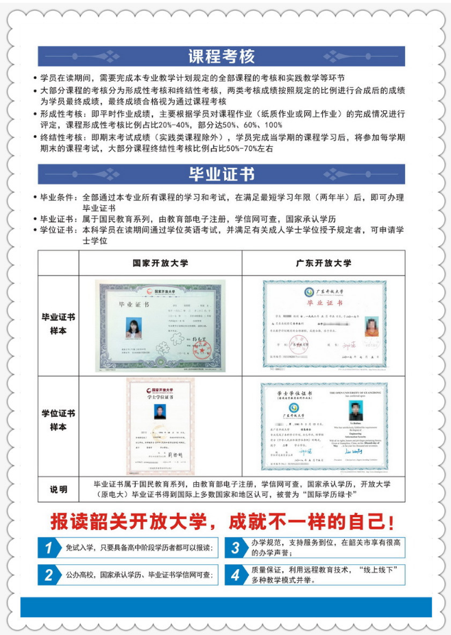 韶关开放大学（新丰分校）2023年春季招生简章