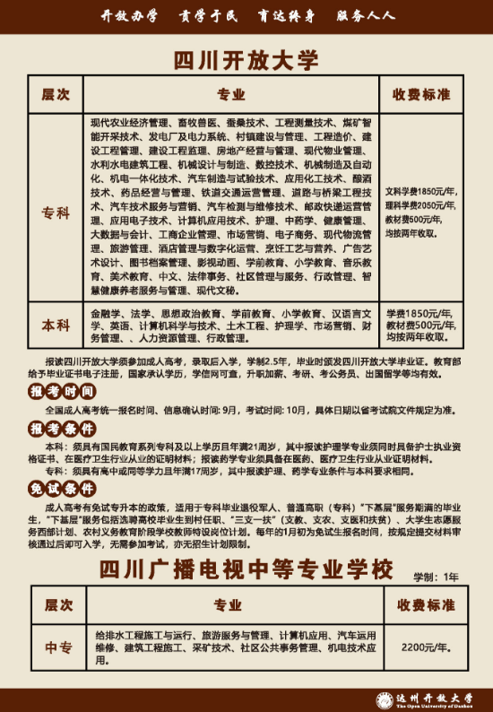 达州渠县开放大学招生简章（2022秋）