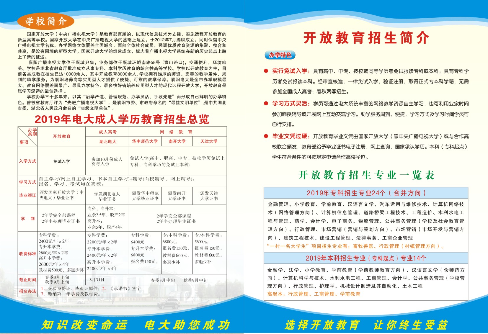 襄阳开放大学2019年招生简章