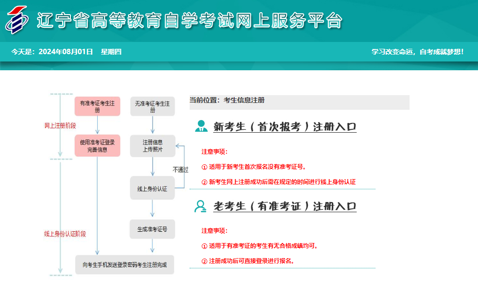 2024年下半年辽宁抚顺市自考报名入口已开通