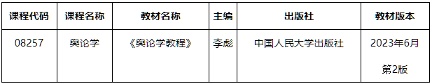 内蒙古招生考试信息网：关于我区高等教育自学考试“舆论学”课程考试教材调整的公告
