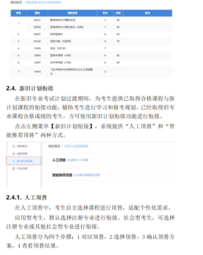 四川省高等教育自学考试新旧计划衔接 考生操作说明