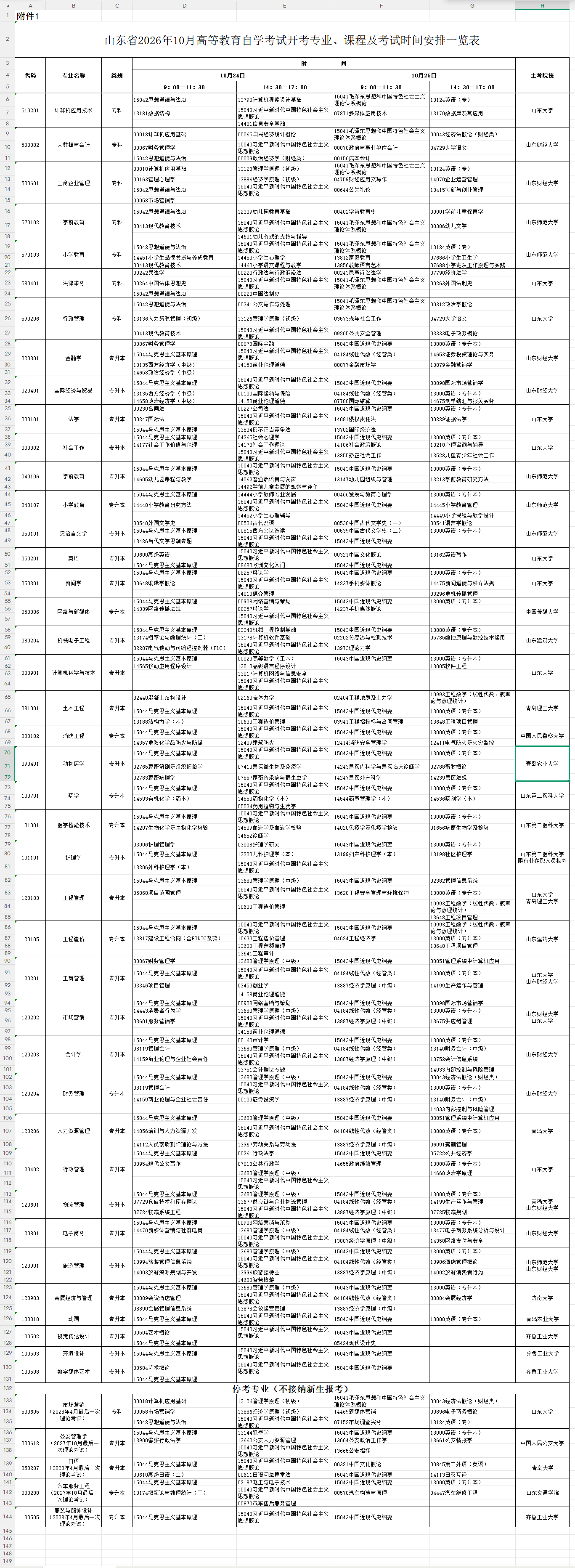 2026年山东省高等教育自学考试报名须知及全年考试安排一览表 2026年山东省高等教育自学考试报名须知及全年考试安排一览表